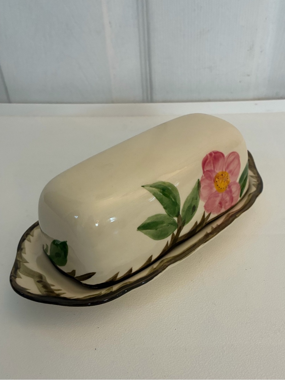 Vintage Franciscan Desert Rose Covered Butter Dish NO FINIAL Lid Made in USA
